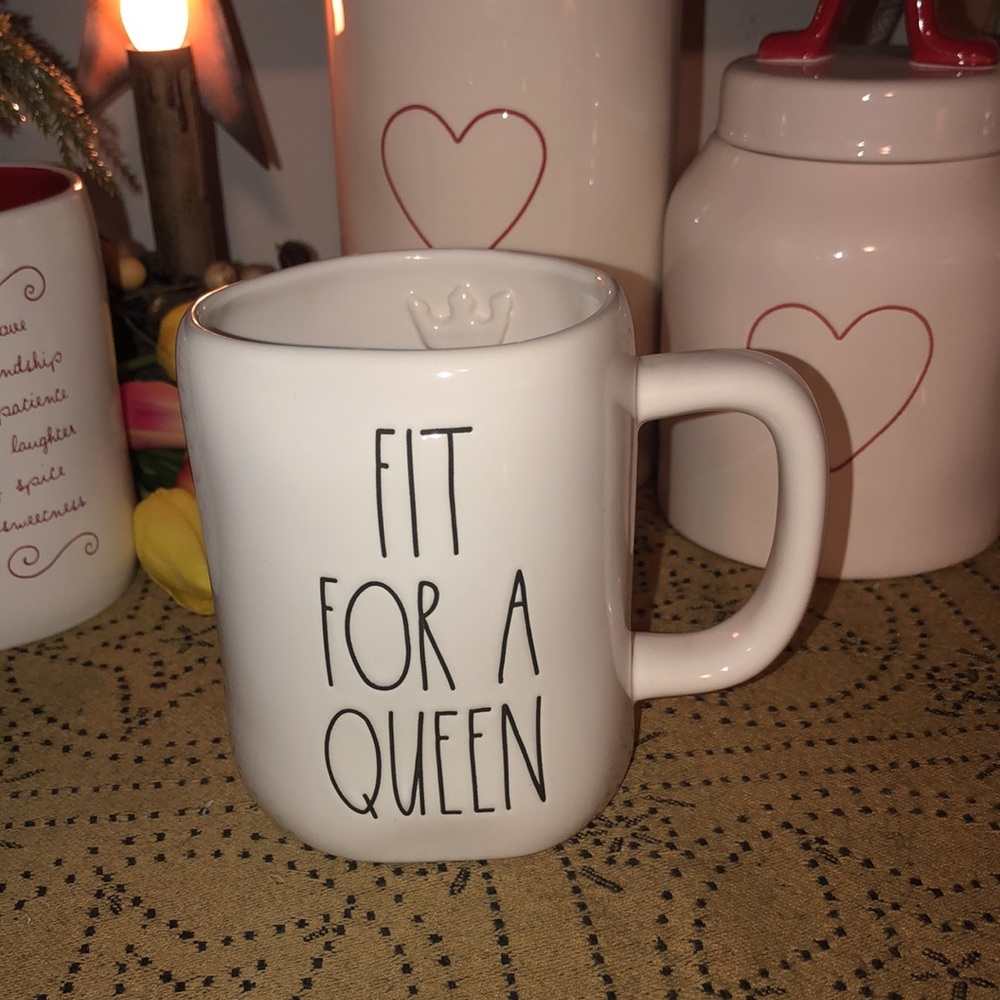 Rae Dunn FIT FOR A QUEEN Mug with Raised Crown Inside